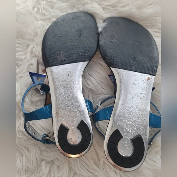 CASADEI ITALIAN SHOE BRAND MULTICOLOR EMBELLISHED SANDALS SIZE EU 37.5 EUC - Picture 7 of 13